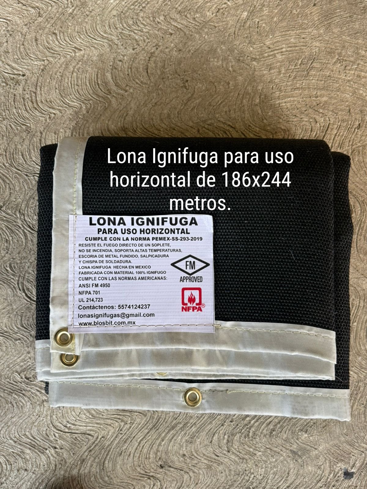 Lona Ignifuga de 6x8 Ft Entrega Inmediata 5574124237 (1) Lona Ignifuga para uso horizontal